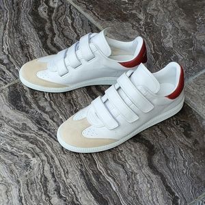 Isabel Marant Beth Mixed Leather Velcro Sneakers, FR 40/US 9